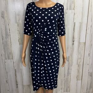 Connected Apparel Navy Polka Dot Dress